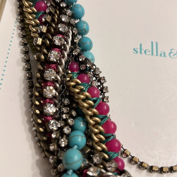Stella & Dot Barrboleo Necklace - gold, silver, fuchsia, and turquoise - Picture 2 of 3